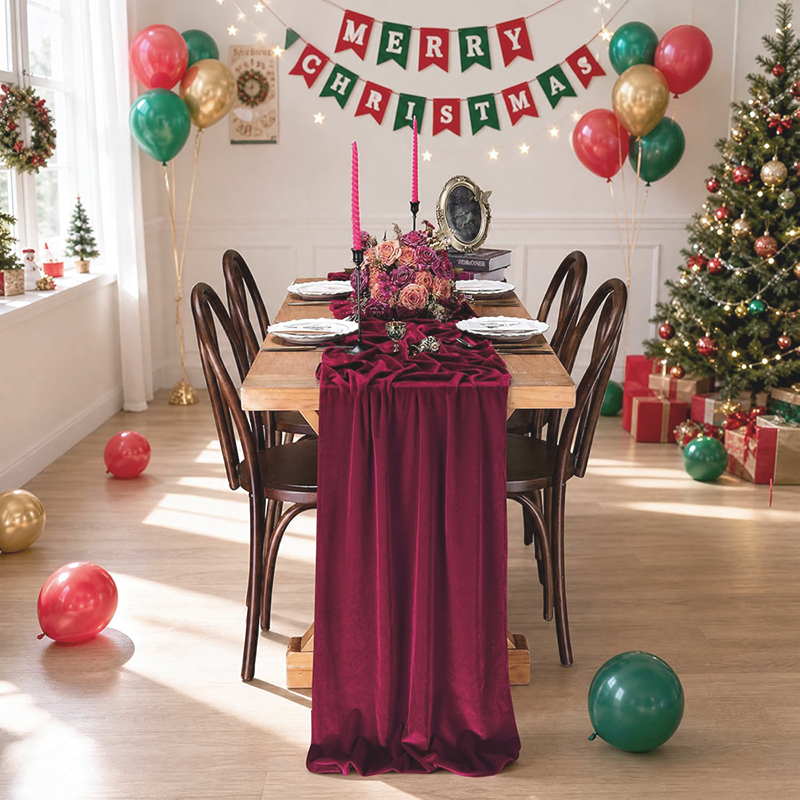 Christmas Table Runner - Chemin de table en velours, doux