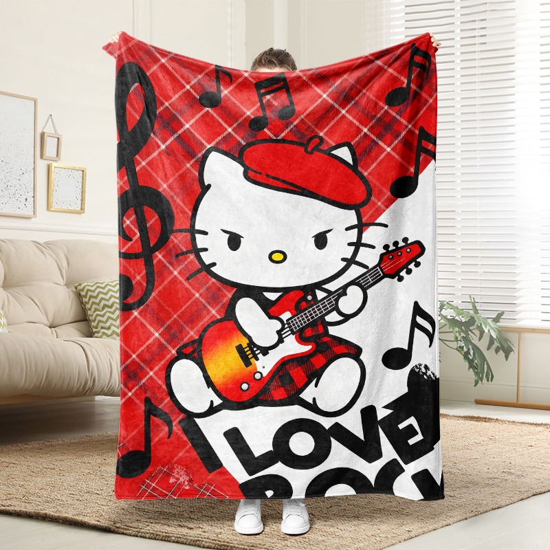 Christmas Throw Blanket - Couverture Sanrio Hello Kitty Rock Star