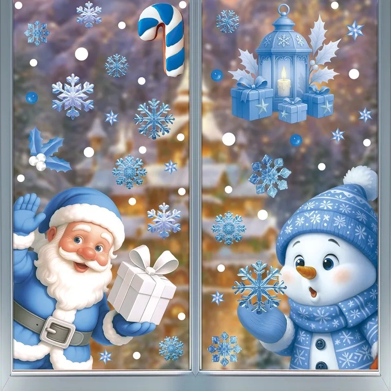 Snowflake Window Decal - Autocollant de vitre décoratif pour Noël,
