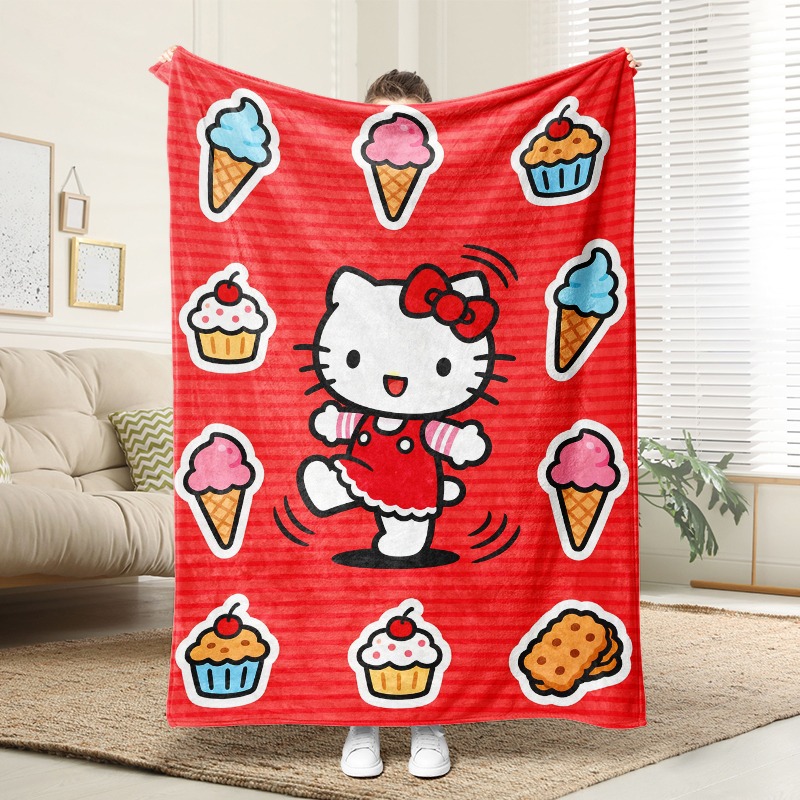 Christmas Throw Blanket - Couverture Sanrio Hello Kitty, motif glace