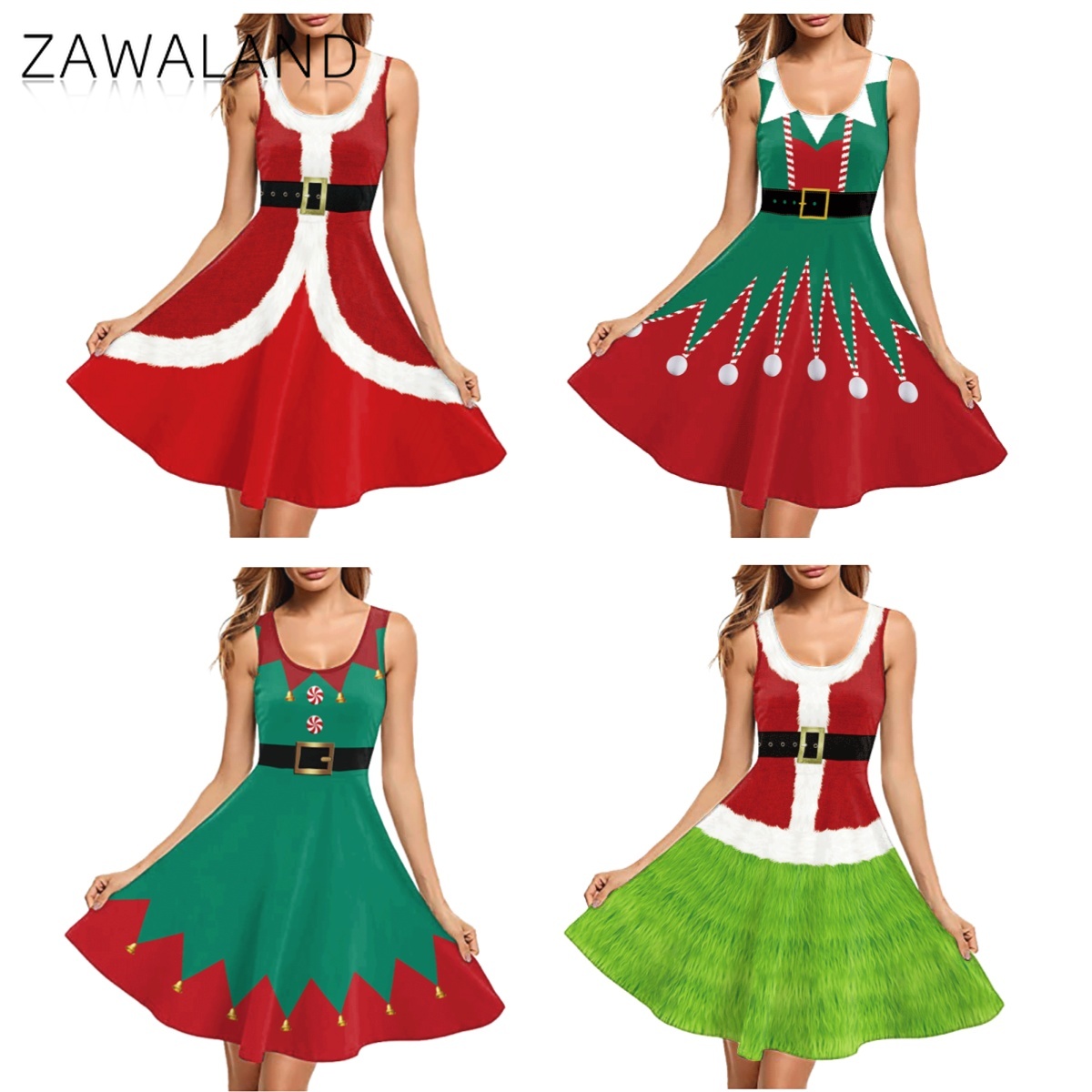 Costume de Cosplay imprimé rou - Elf Costume Christmas avis et prix
