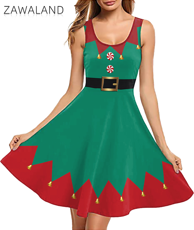 Costume de Cosplay imprimé rou - Elf Costume Christmas avis et prix
